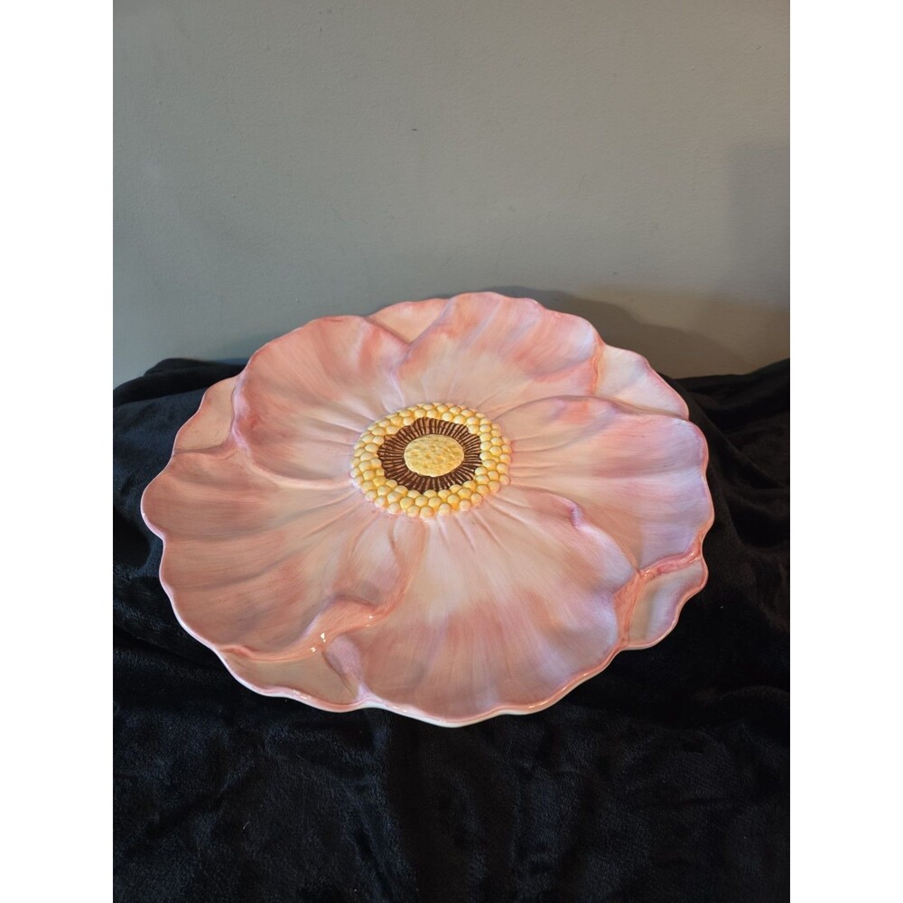 1995 The Bombay Company Pink Flower Large Serving Platter 13.5"